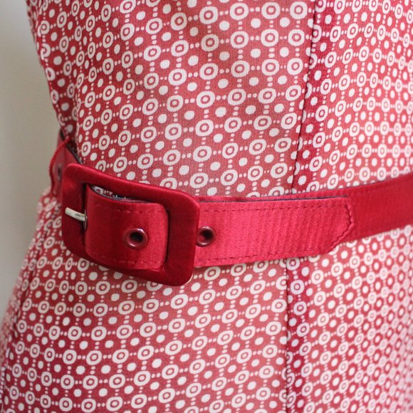 Moda International Red Cream Pattern Belted Dress - Picture 6 of 6